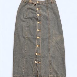 Denim Button-Front Skirt